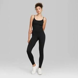 Wild Fable Black Ribbed Stretch Jumpsuit (Med)